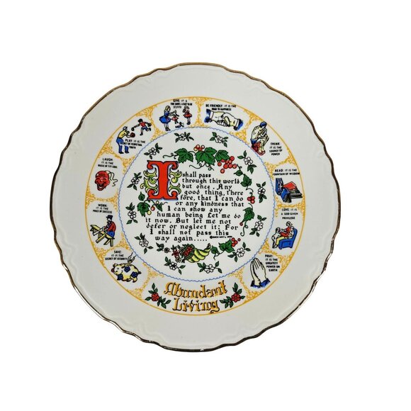 Vintage Enco National Decorative Plate Abundant Living Inspirational Prayer - Picture 1 of 8